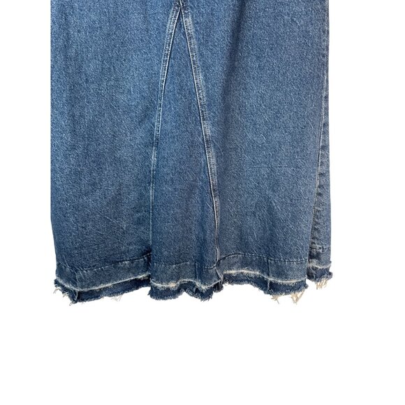 Zara Denim Maxi Skirt XS High Waist Distressed Hem Blue - Picture 11 of 13
